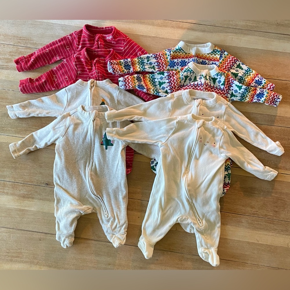 Old Navy: Unisex Sleep & Play 2-Way-Zip Footed One-Piece Bundle of 4 (NB)